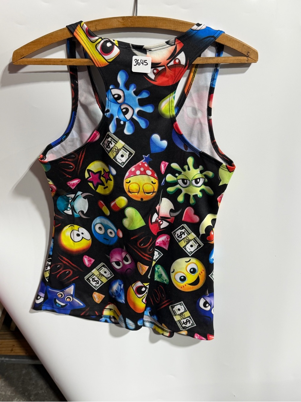 #3645-Rue21 Black Emoji Print Racerback Tank - Picture 3 of 3
